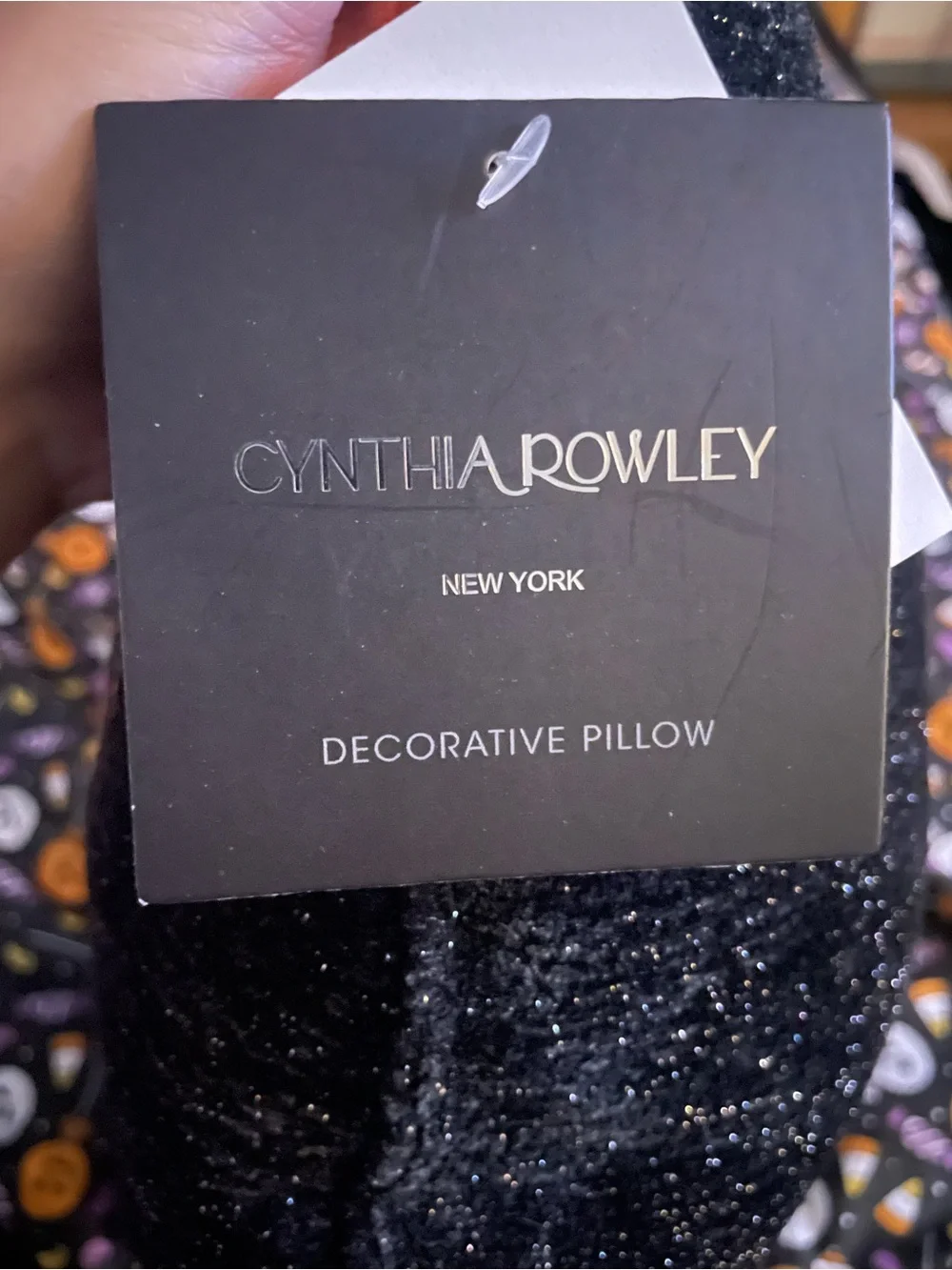Cynthia Rowley Black and Orange Cat Pillow